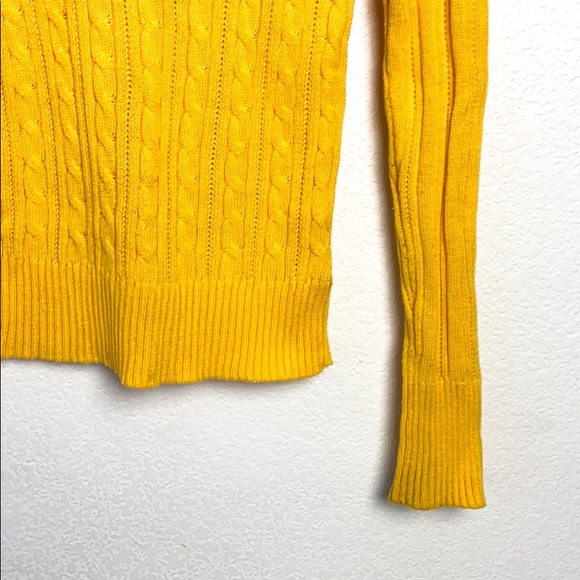 Arizona Cable Knit Yellow Vneck Sweater - Picture 3 of 6